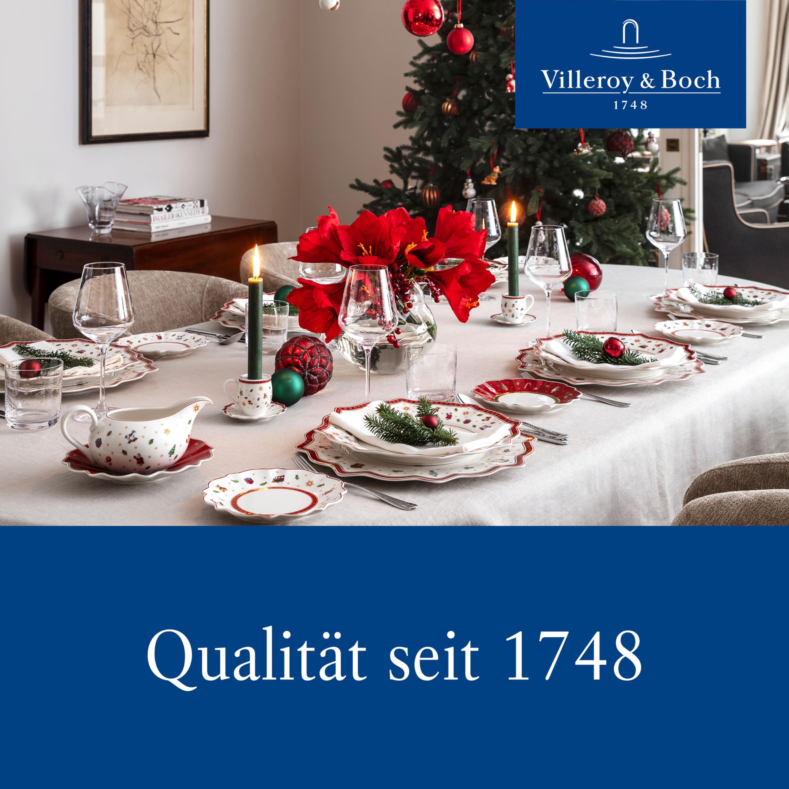 Villeroy & Boch - Toy's Delight Frühstücks-Set für 2 Santa 6 teilig Bunt, Weihnachten, Geschirr Set mit Frühstückstellern, Tassen und Schüsseln, Weihnachtsgeschirr, Premium Porzellan