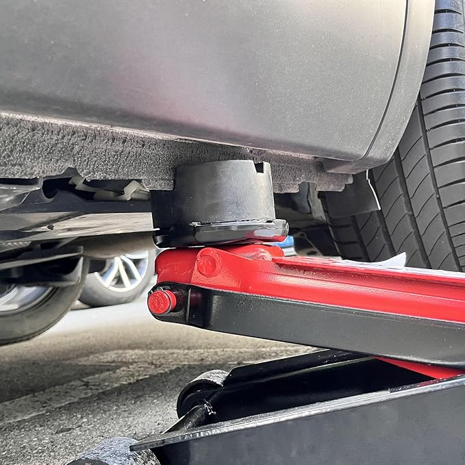 Adaptador de gato universal de caucho con ranura en X, protector antideslizante para rieles laterales de chasis de automóvil, soporte para carretilla, adaptador plano para caballete de gato, con organizador para 3 cables de extensión miniatura 5