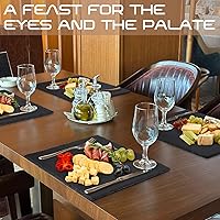 Vista 5 de GOH DODD Juego de 3 tablas grandes de pizarra para quesos de 12 x 12 pulgadas, tableros de charcutería, platos de pizarra de piedra, grabado láser