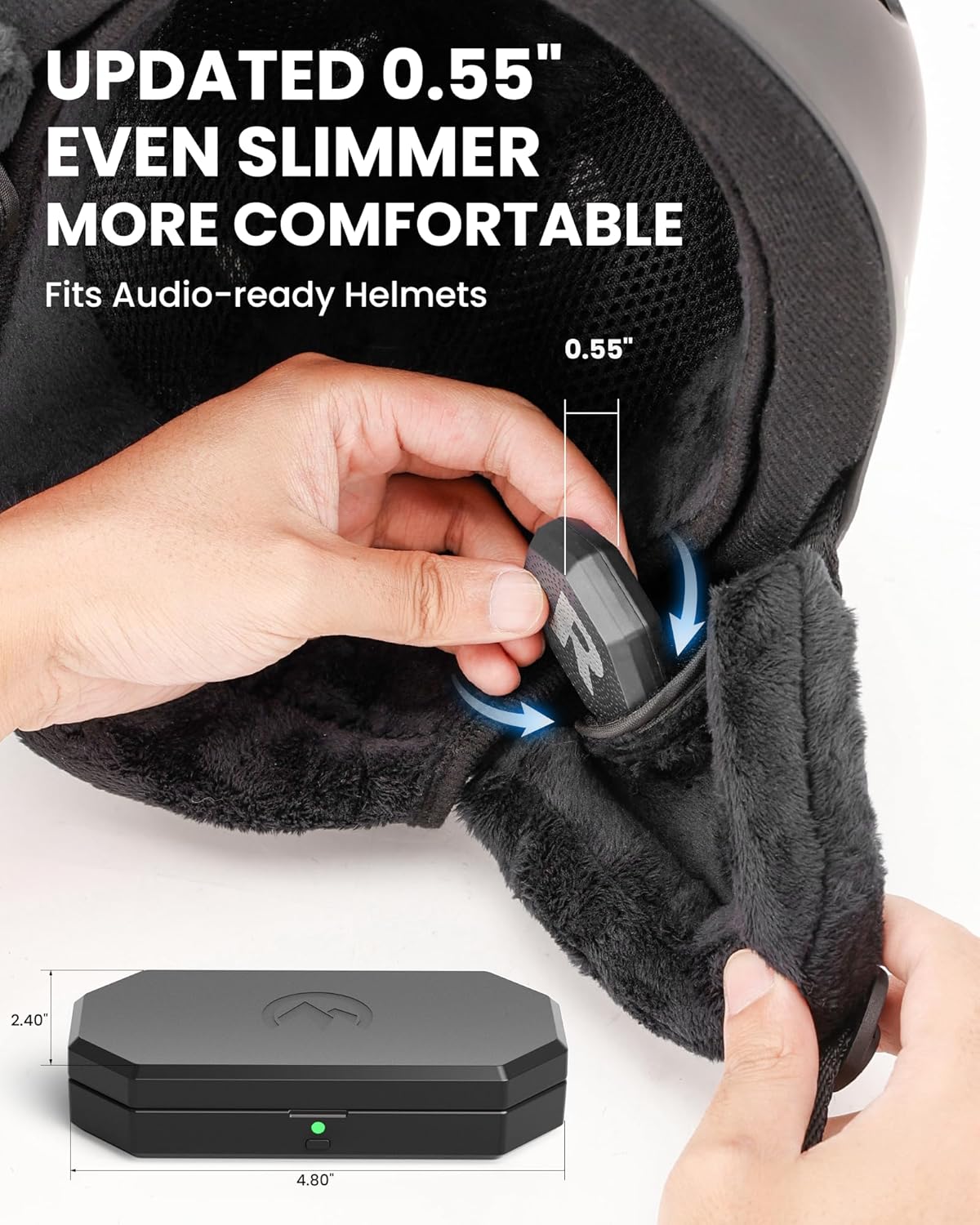 OutdoorMaster Update Ski Helmet Headphones, True Wireless Bluetooth with Charging Case, Drop-in Headphones HD Speaker Chip Compatible with Audio Ready Snowboard Helmets-Pure Black - Image 5
