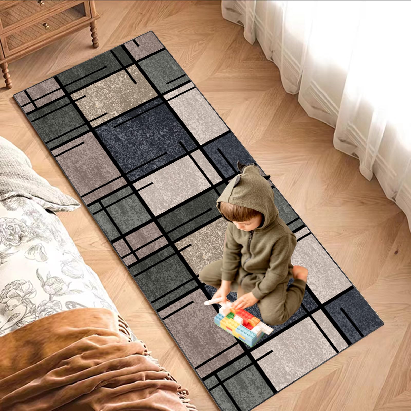 Runner Rug Washable Non-Slip Carpet Heavy Duty Long Hallway Carpet Runner Machine Washable