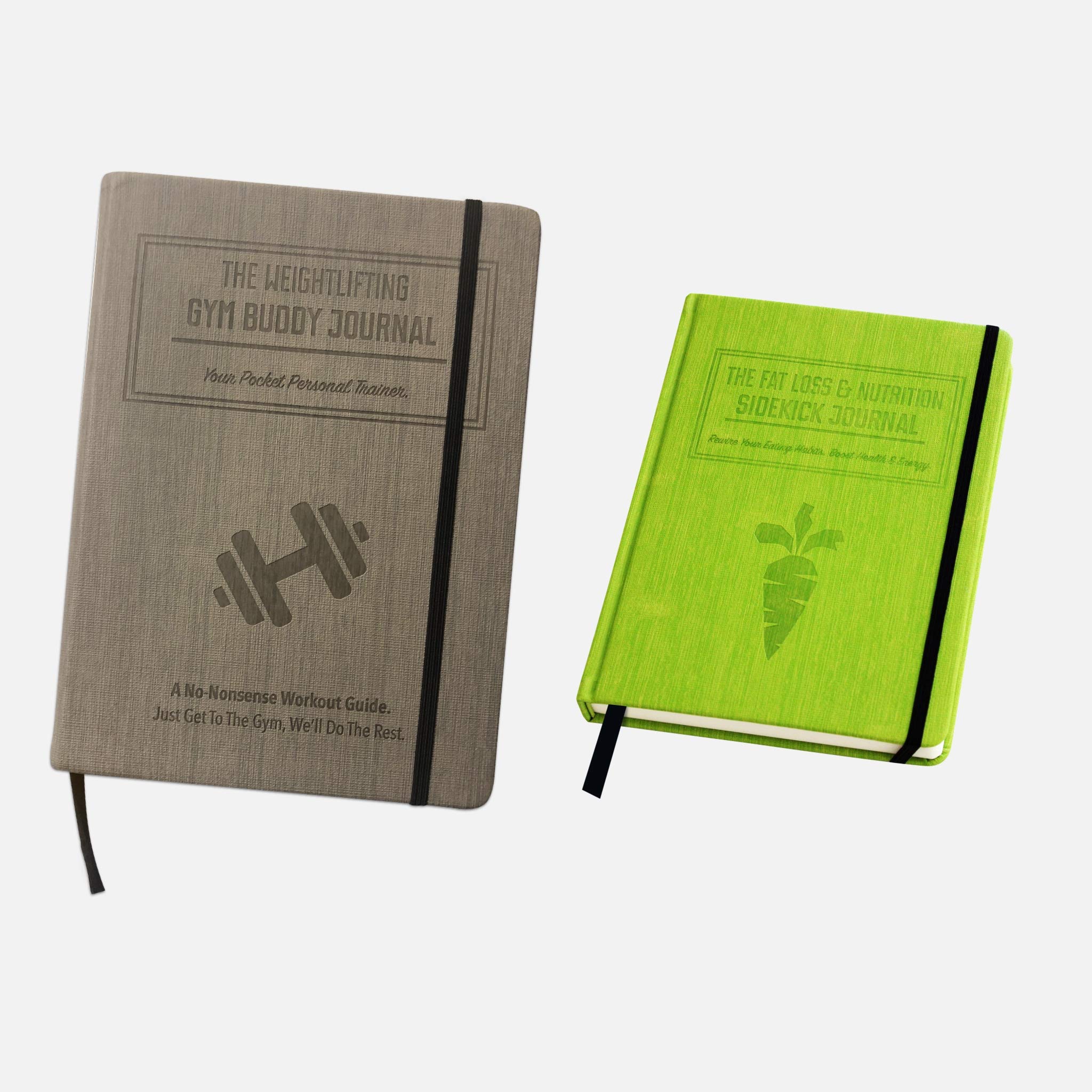 Habit Nest 1x Weightlifting Gym Buddy Journal Bundle with 1x Nutrition Sidekick Journal.