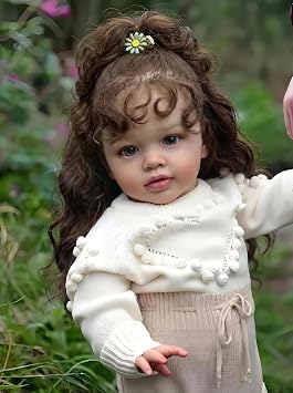 Realistic Reborn Toddler Girl 26 inch Pippa Reborn Doll Cute Curly Hair Look Real Life Baby Doll Soft Body Weighted Handmade Toys Doll for Kids Gifts Age 3+ Brown Eyes