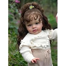 Realistic Reborn Toddler Girl 26 inch Pippa Reborn Doll Cute Curly Hair Look Real Life Baby Doll Soft Body Weighted Handmade Toys Doll for Kids Gifts Age 3+ Brown Eyes