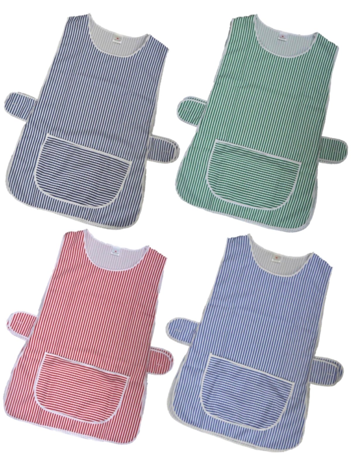 Bags-N-Aprons Women's Red/White Stripe Stripe Tabard With Pocket And Button Fastening Side, £5.99 Each + P&P (Wx (Approximately 40/42 Inches), )