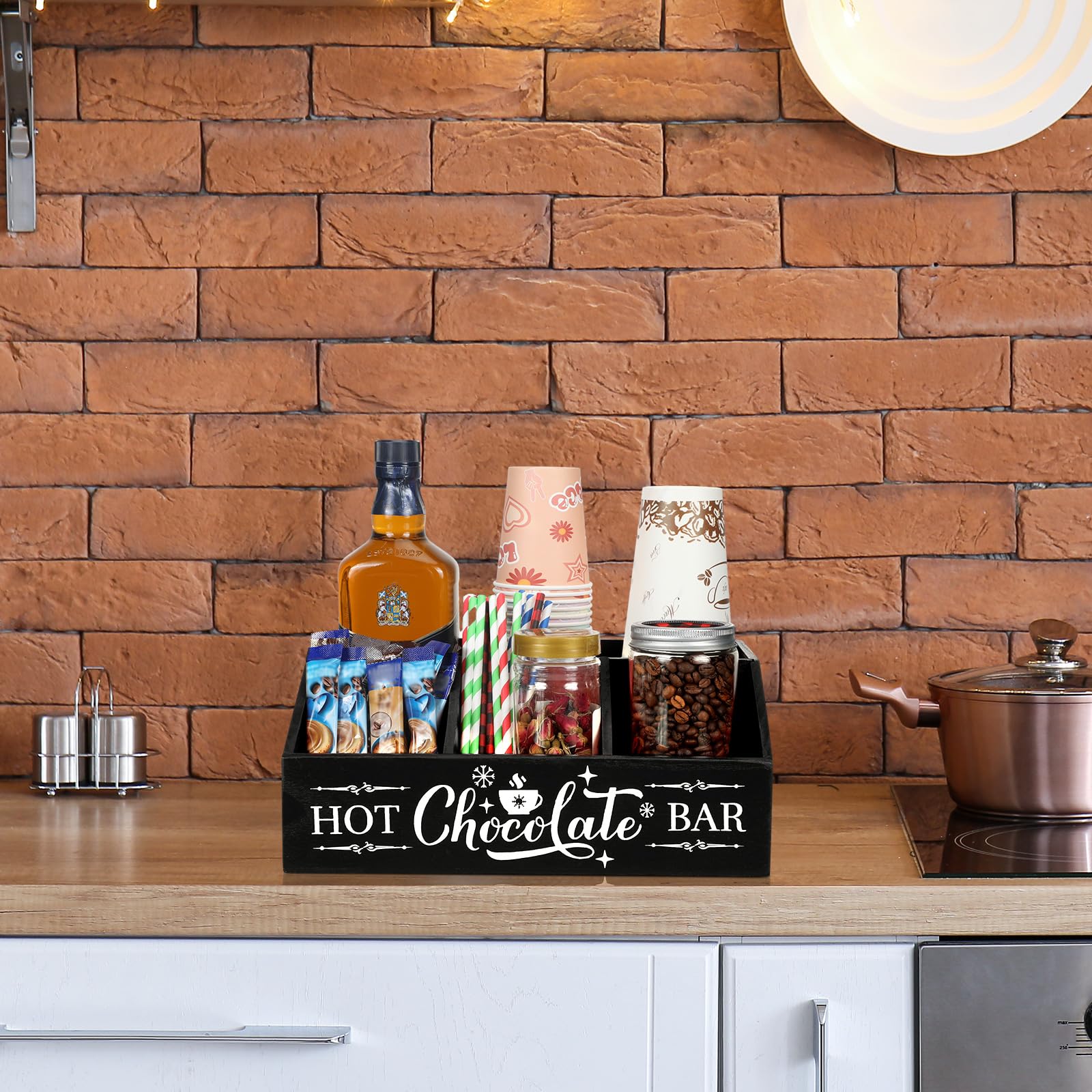 Amazon.com: Barydat Hot Cocoa Bar Wood Organizer 4 Compartment
