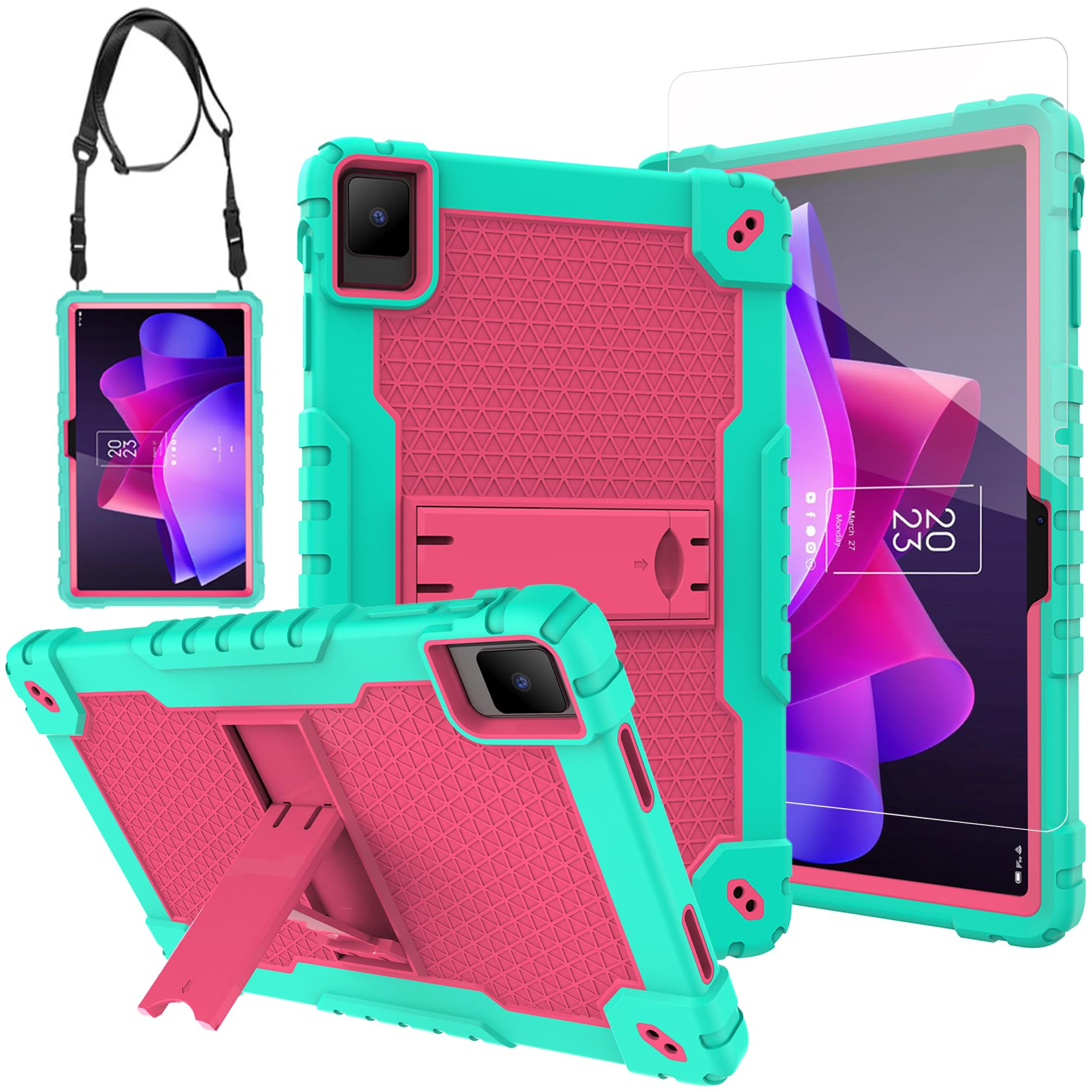 Doemoil for TCL Tab 10 Gen 2 10.4" Tablet Case with Screen Protector, Rugged Hybrid Kickstand Case Cover for 2023 TCL Tab 10 2nd Gen 10.4 inch with