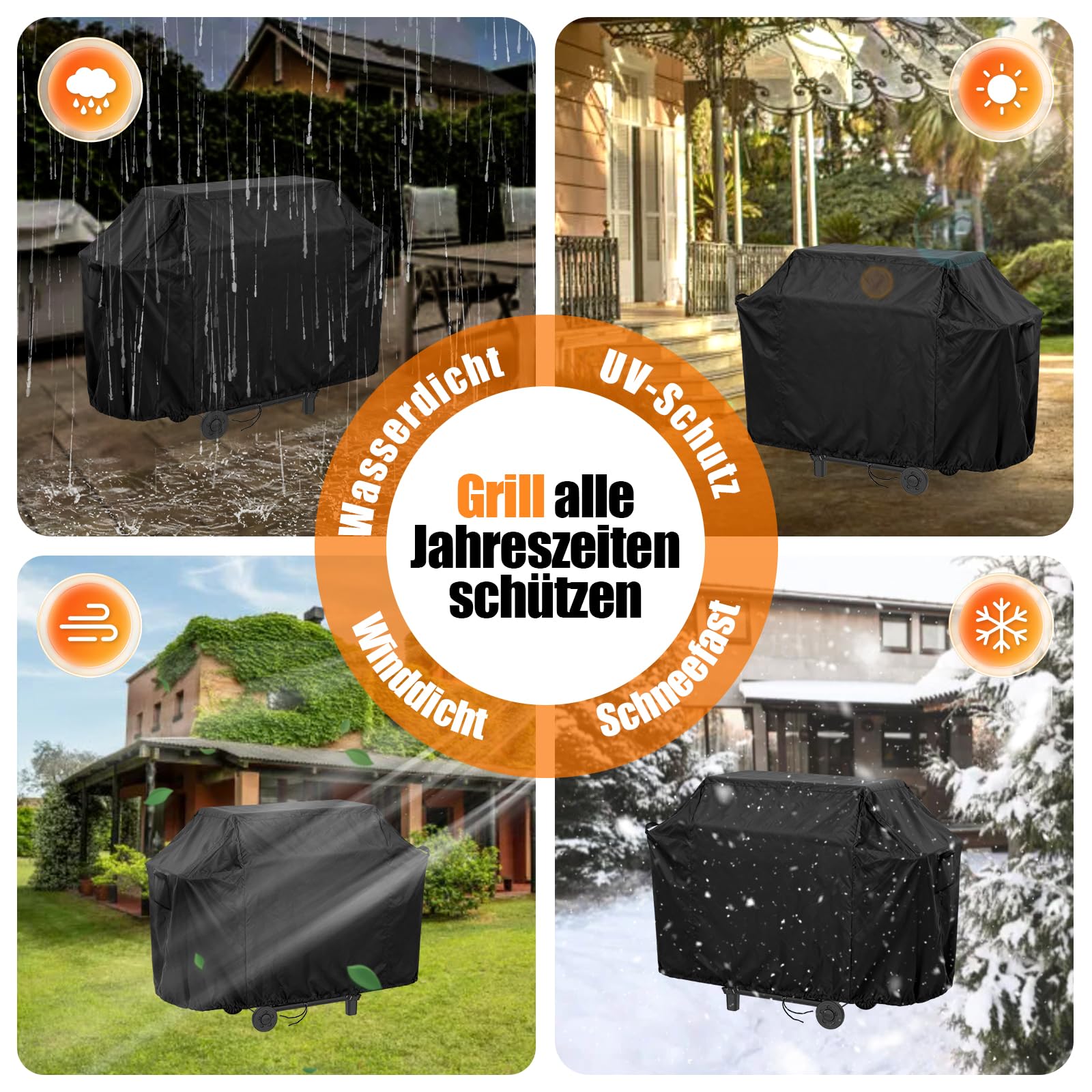 Grillabdeckung, 420D Oxford-Gewebe Wasserdicht Grill Abdeckung für Weber Spirit E-410 Gasgrill, Gasgrill Grillabdeckung - (165x70x120cm)