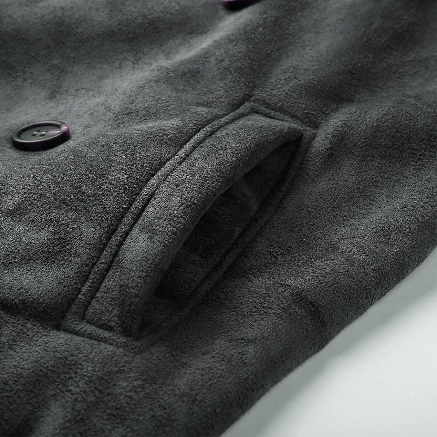 Mens Casual Sherpa Fleece Lined Jackets Winter Warm Faux Fur Collar Long Trench Coats Big and Tall Outwears Pockets