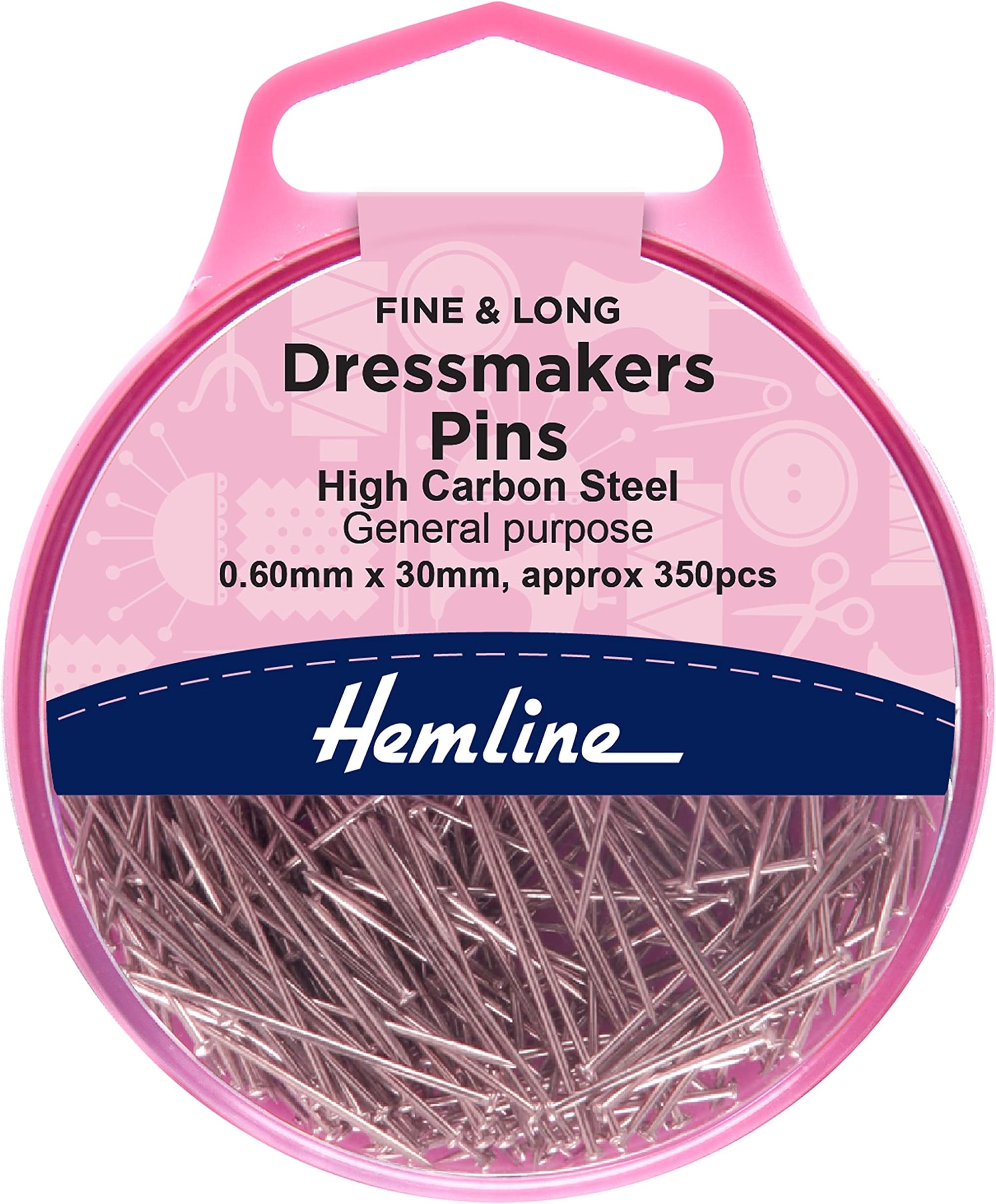 Hemline Dressmakers Fine Long Pins 30mm, pk of 25g