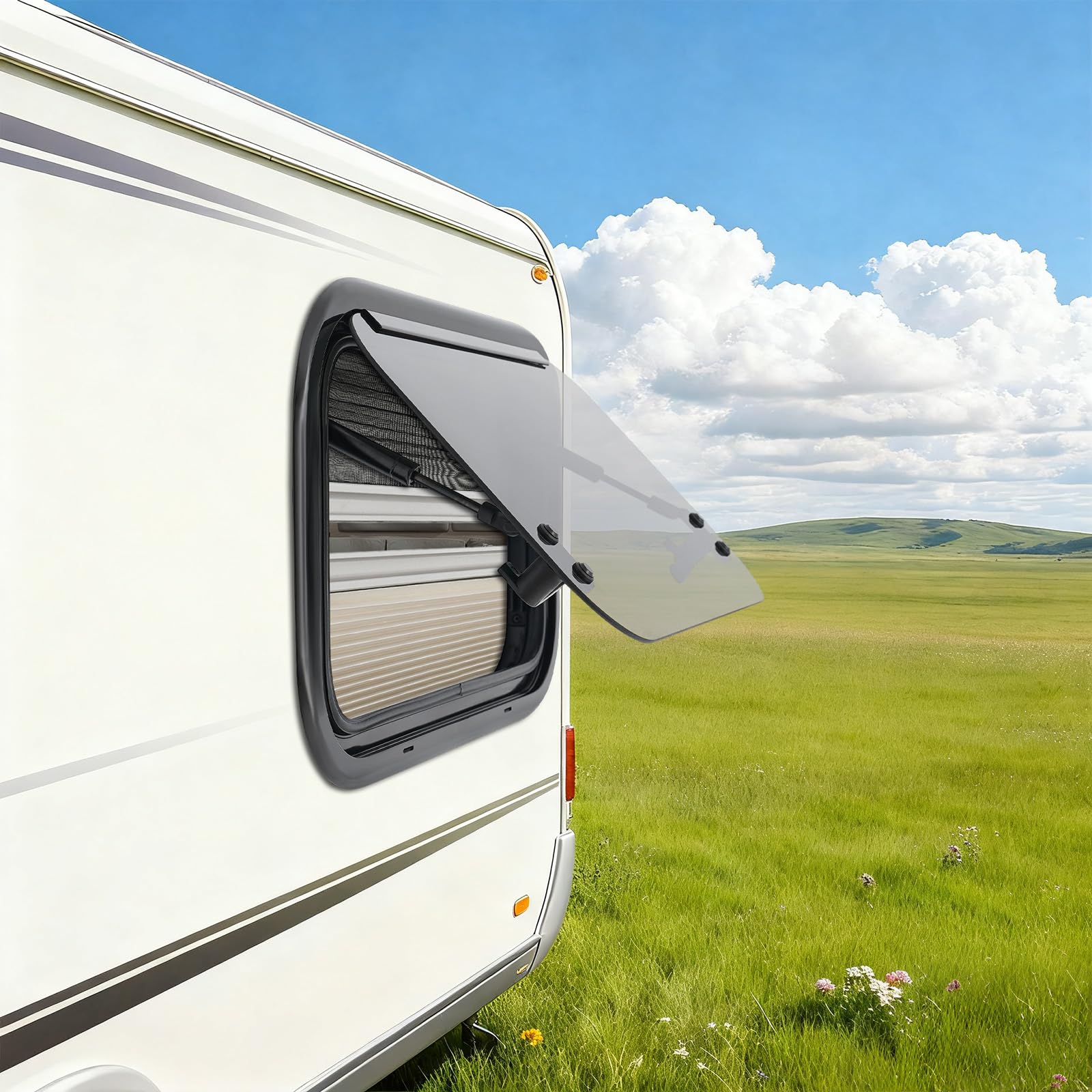 50x30cm Fenêtre de camping-car 85°Fenêtre Latérale Moustiquaire | et store-Résistante aux UV-Certifié ECE 43R-Verre Trempé-Pour Camping-Car Remorque Pick-ups Camionnettes Converties