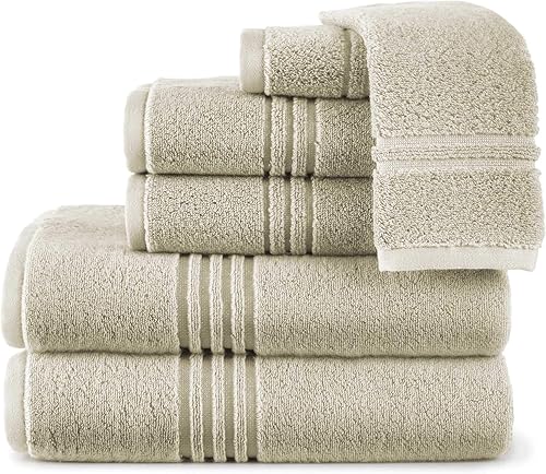 Miniatura 4 de Peacock Alley Chelsea Towels - Toallas de lujo con tecnología Zero Twist - 100% algodón de fibra larga esponjosas y ligeras - Toalla de baño (lino)