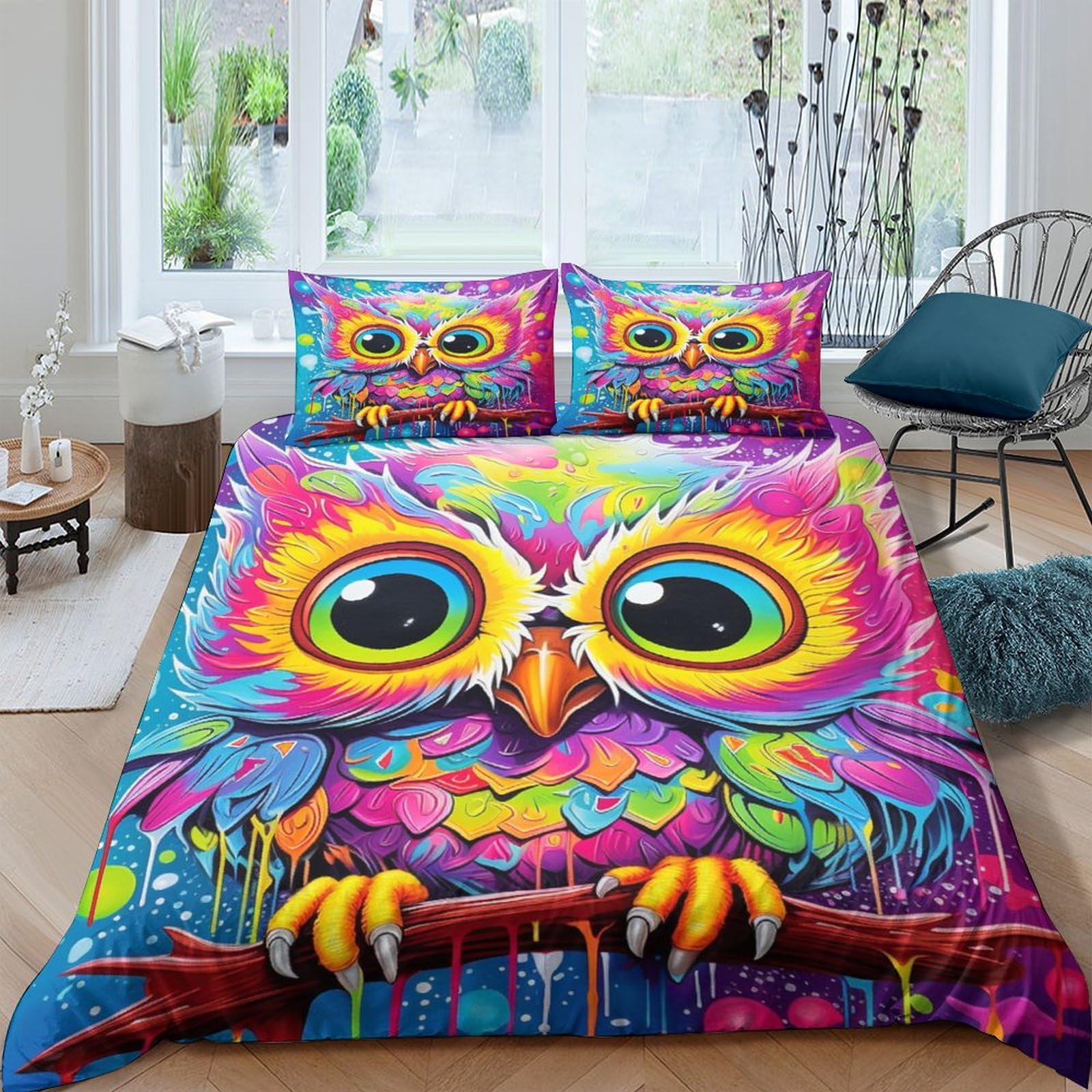 Housse de couette hiboux 220x240 hypoallergénique : fini les irritations de la peau