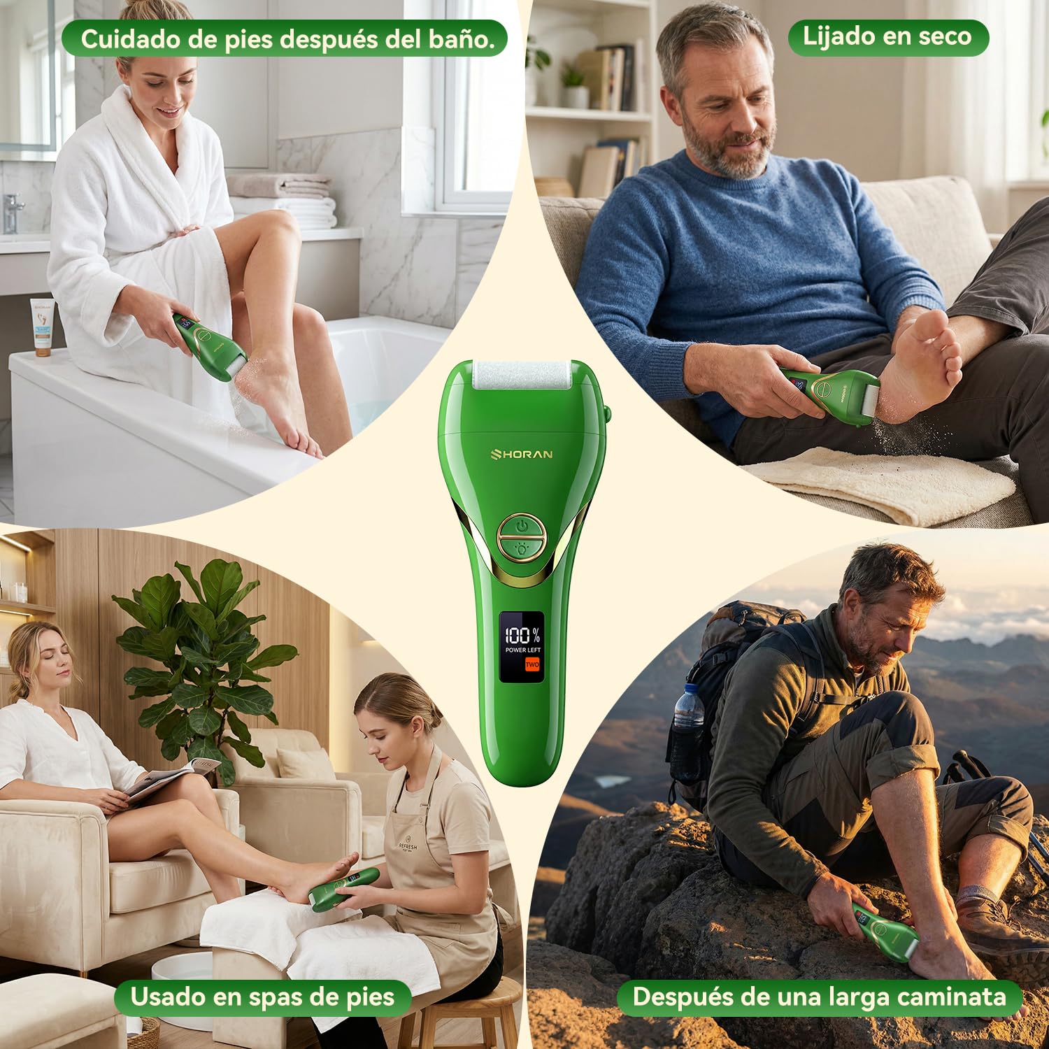 SHORAN Lima Electrica Pies Durezas, Pedicura Profesional Quita Durezas Electrico, Maquina pies para Exfoliante Eliminar Durezas y Callos, Lima Pie Durezas Recargable con 2 rascador pies e 3 Rodillos