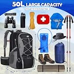 Hiking Backpack for Men 50L Waterproof Camping Backpack with Rain Cover Large Outdoor Sport Travel Backpack for Climbing