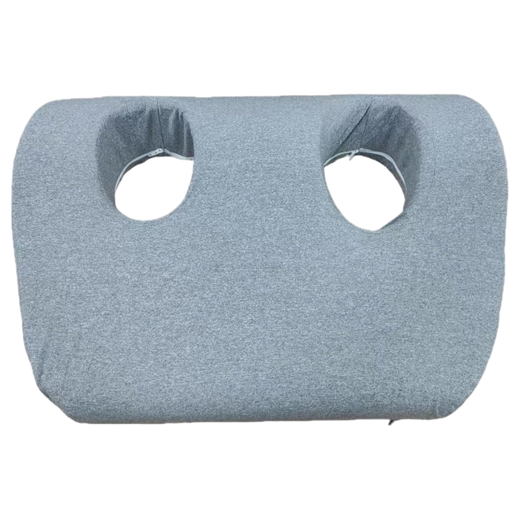 Oreiller en mousse à mémoire de forme avec trou d'oreille pour écouteurs et piercings bleu-gris