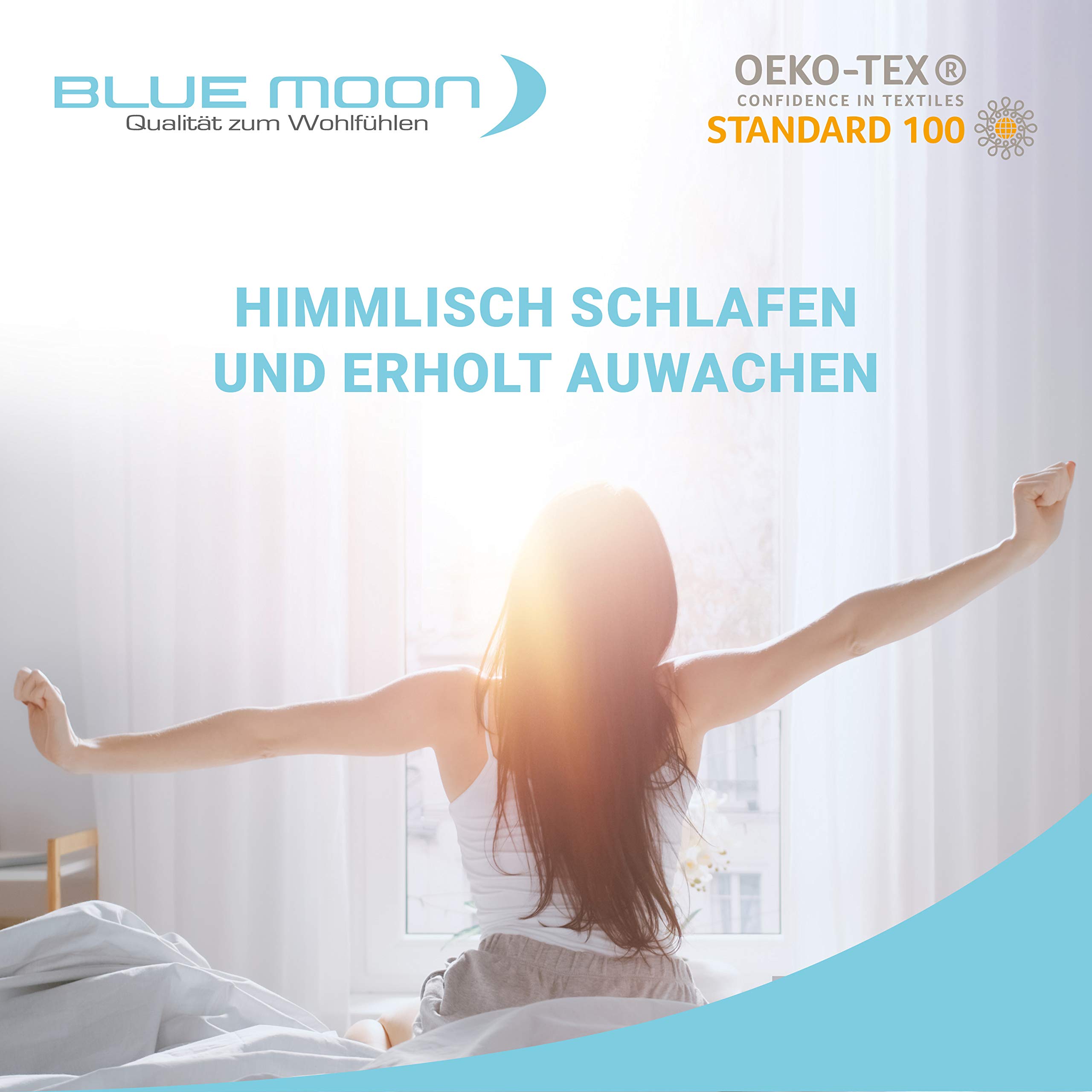 BLUE MOON Bettwaren-Set - Bettdecke 140x200 - Kopfkissen 70x90 - Hochwertiges Mikrofaser Bettdeckenset - allergiker-freundlich - Made in EU – (Set Kissen + Bettkissen 70 x 90 + Steppbett 140 x 200 cm)