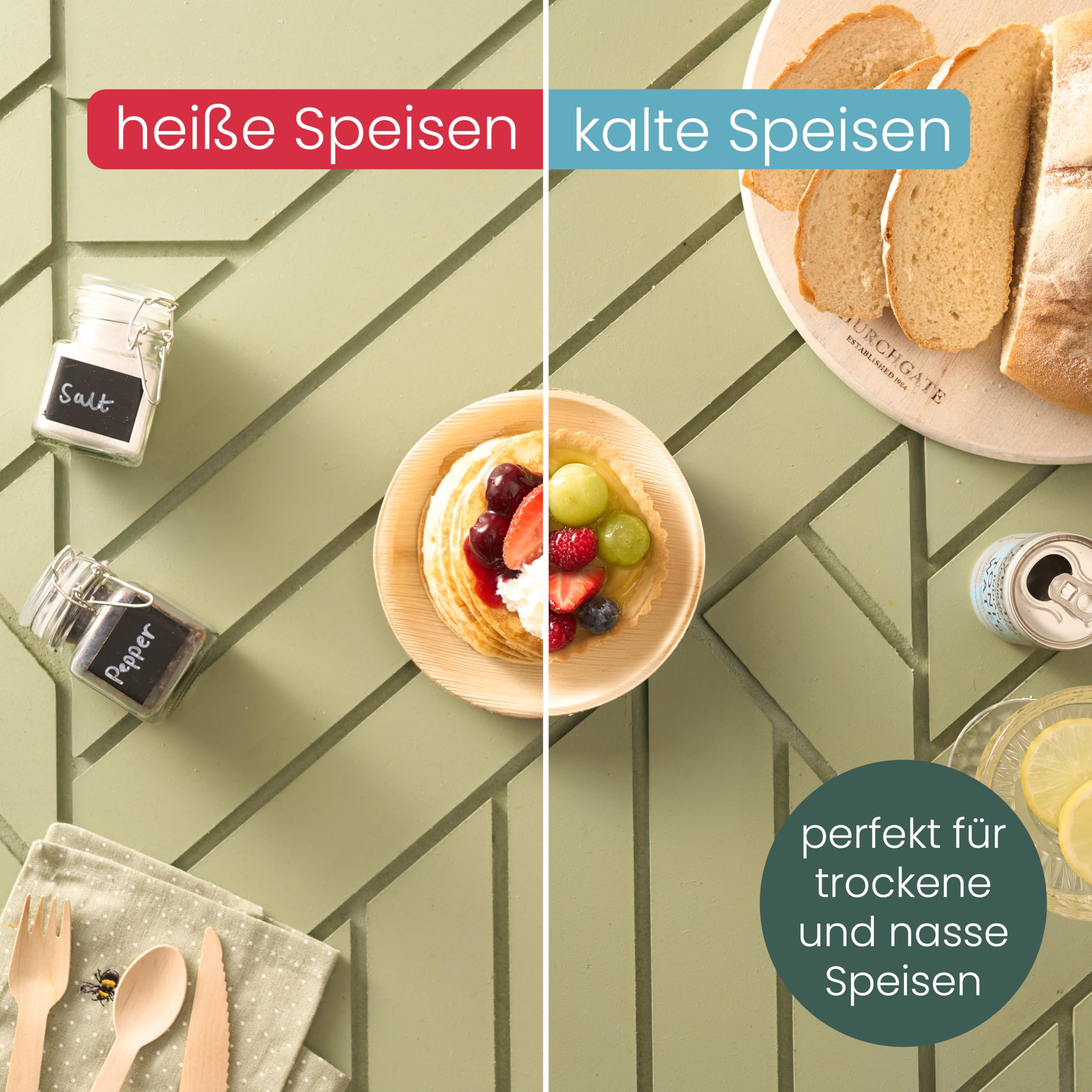 HAAGO 100 Einweg Palmblatt Teller 15 cm/6" – Biologisch Abbaubare & Kompostierbare Kleine Holzteller für Desserts, Vorspeisen & Beilagen – Mikrowellen- & Gefrierschrankgeeignet