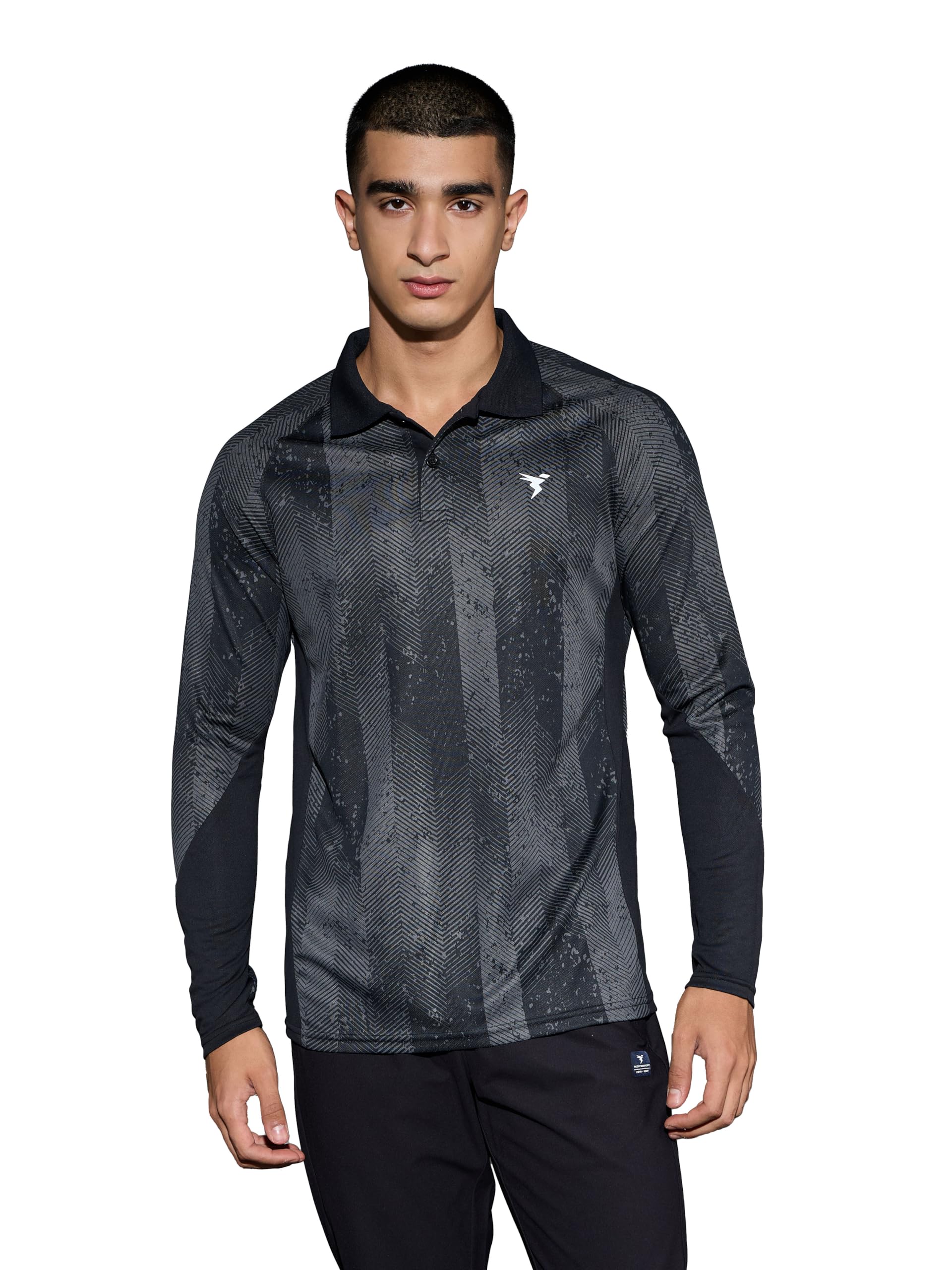Men Polyester Slim Fit Printed Full Sleeve Polo Neck T-Shirt with Technocool+, SPF50+ & Quick Dry for Gym, Sports and Regular Use-image-27