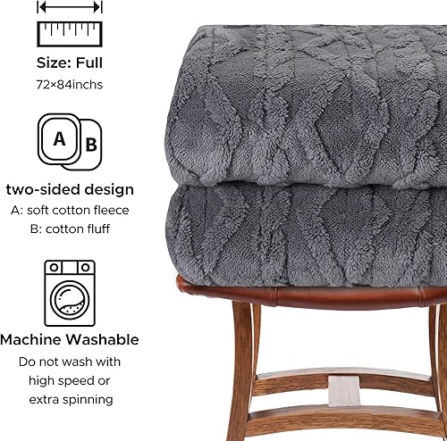 Miniatura 4 de Manta térmica eléctrica de 72 x 84 pulgadas, lavable a máquina, suave poliéster y terciopelo de algodón, tamaño matrimonial, 10 horas de apagado