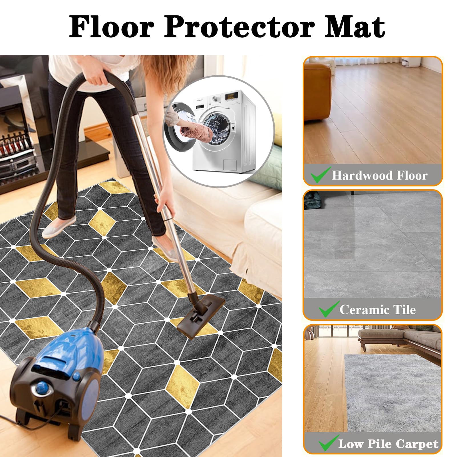 Tappetino Salvapavimento Antiscivolo, Tappeto per Sedia Ufficio per per Pavimenti in Legno Duro, Tappeto Gaming pavimento, Tappetini di Protezione per Pavimento per Parquet e Laminato 120 x 140 cm