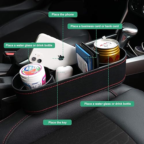 Miniatura 6 de Organizador de asiento de vehículo, soporte para bebidas, caja de almacenamiento multifuncional, organizador de insertos que ayuda a reducir la