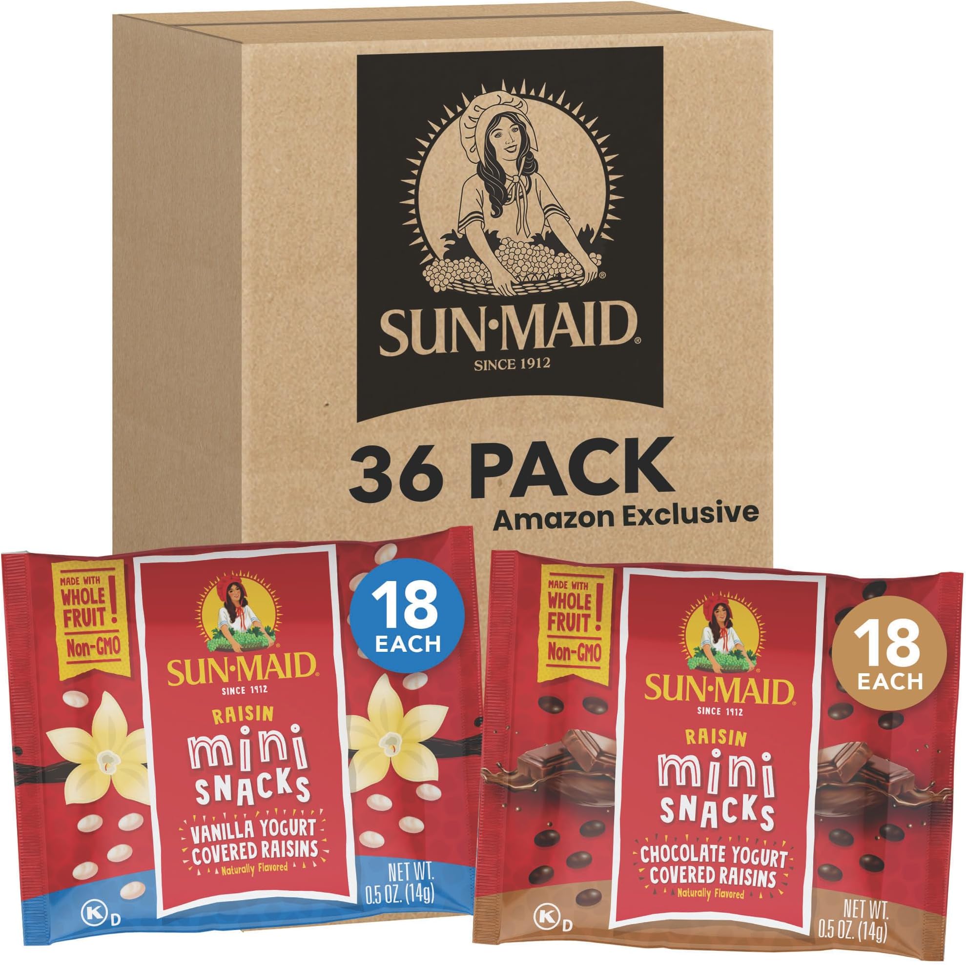 Sun-Maid Vanilla & Chocolate Yogurt Coated Raisins Variety Pack - (36 Pack) 0...