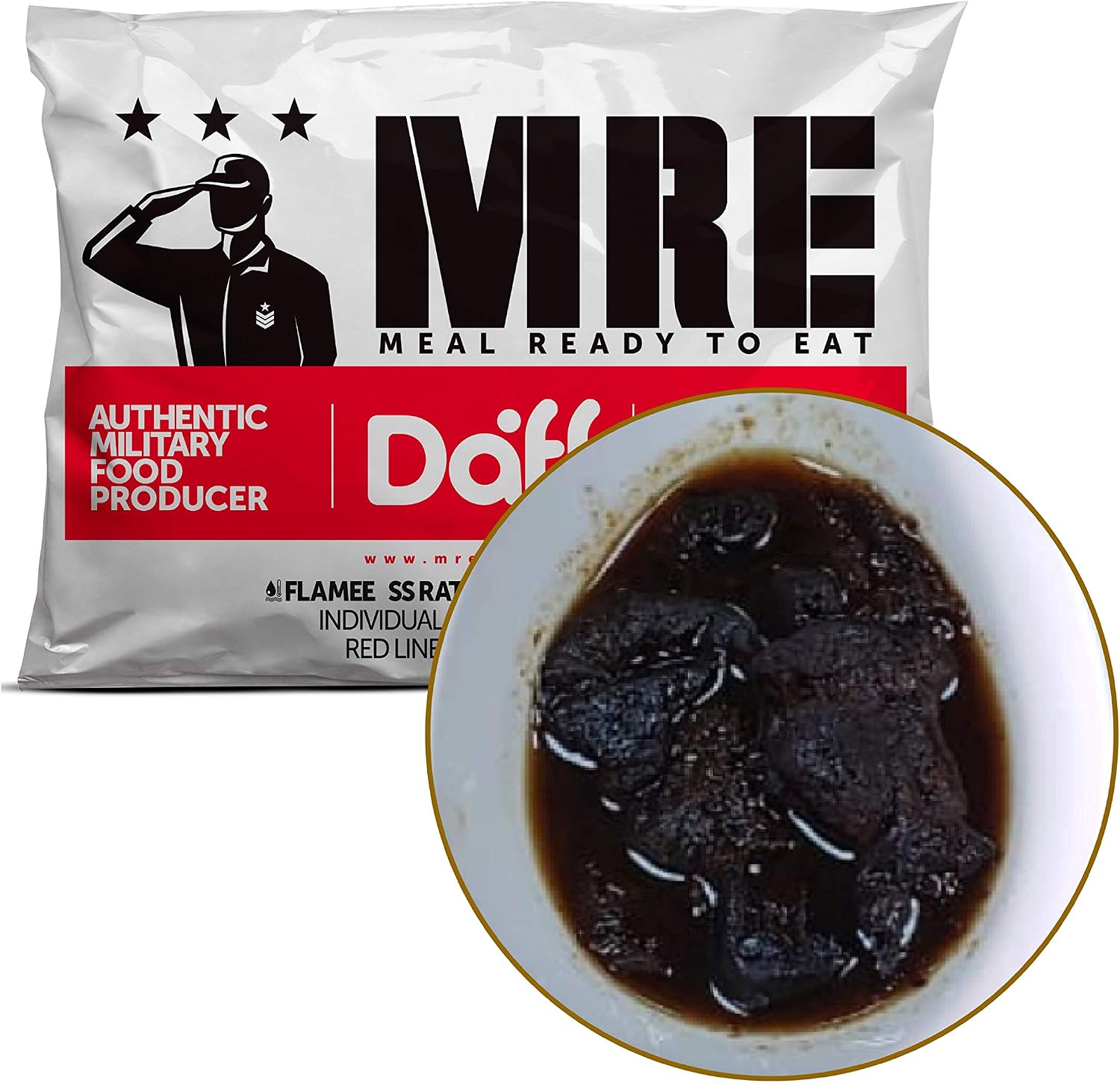 MRE Meals Military Style by DAFF. Breakfast Pack (1 Peach, 1 Apricot, 1 Plum) (3 Single Meals). Full MRE Meal Ideal for Camping, Hiking, Survival, Prepping and as Emergency Food. [1000 Calories/Bag]