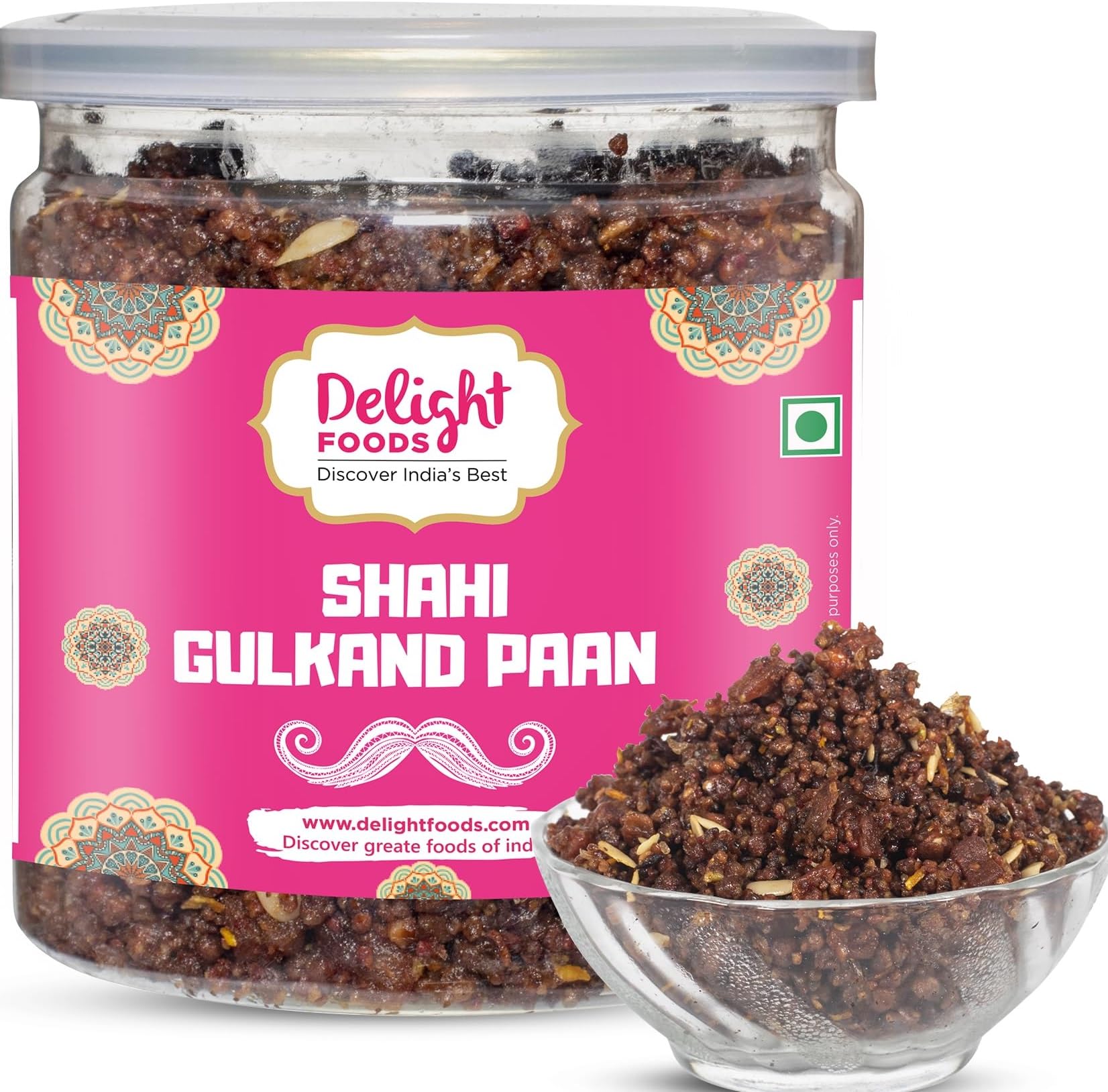 Delight Foods Gulkand Meetha Paan Mukhwas Mouth Freshener, 300grams | Without Supari |Sweet Paan Hygienically Packed Jar | Traditional Mukhwas