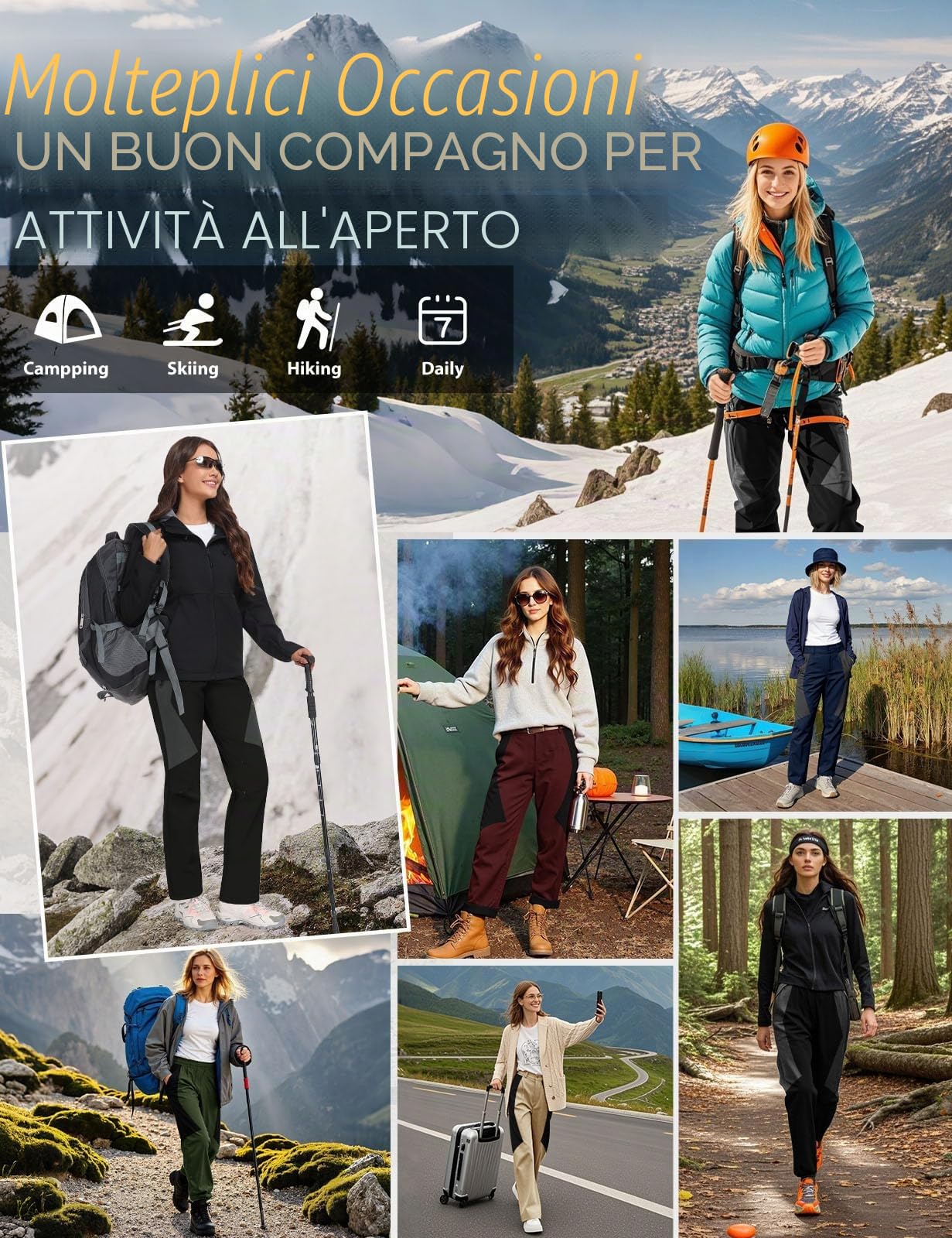 heekpek Pantaloni Trekking Donna Invernali Impermeabili Pantaloni Sci Softshell Vita Alta Pantalone da Neve Pantalone Termico Felpati per Montagna Snowboard