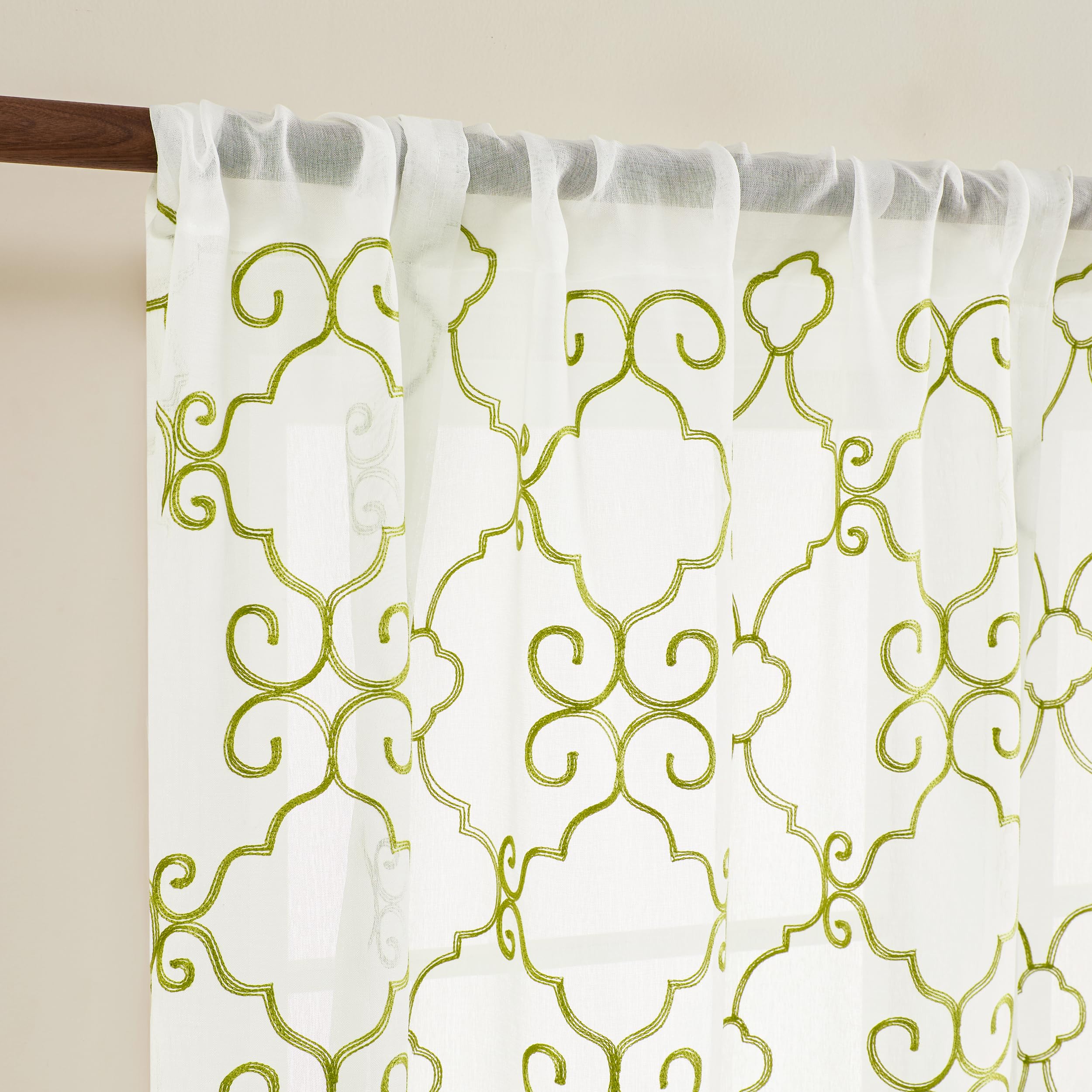 SIMPVALE 1 Pezzo Tie up - Tenda in Voile Tulle Ricamo Romano Tenda - Tende Pannelli Finestra per Camera da Letto, Studio, Bagno, Cucina, Marrone Chiaro, 80x100cm