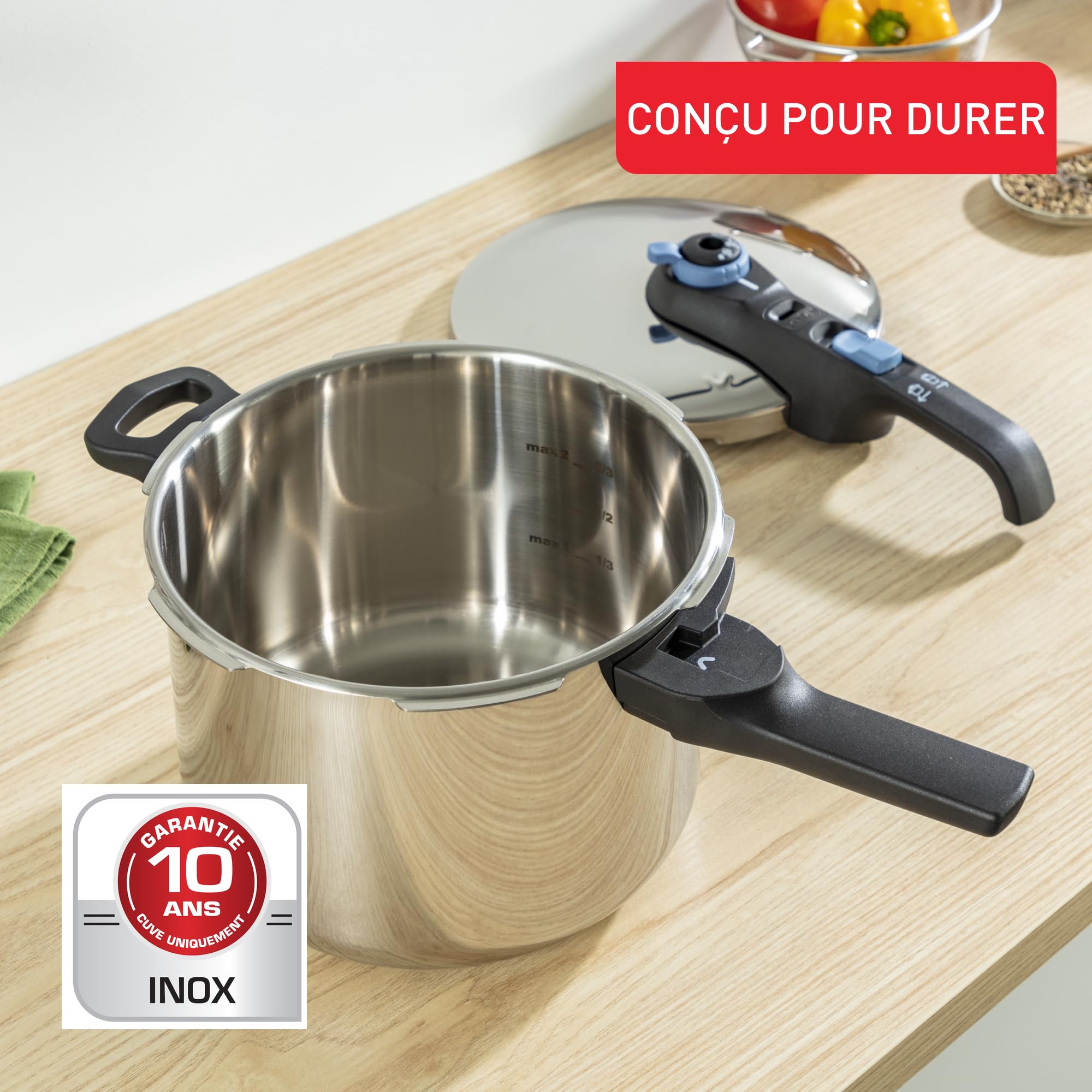 TEFAL Secure Trendy Pressure Cooker 4L 6L basket P2584301