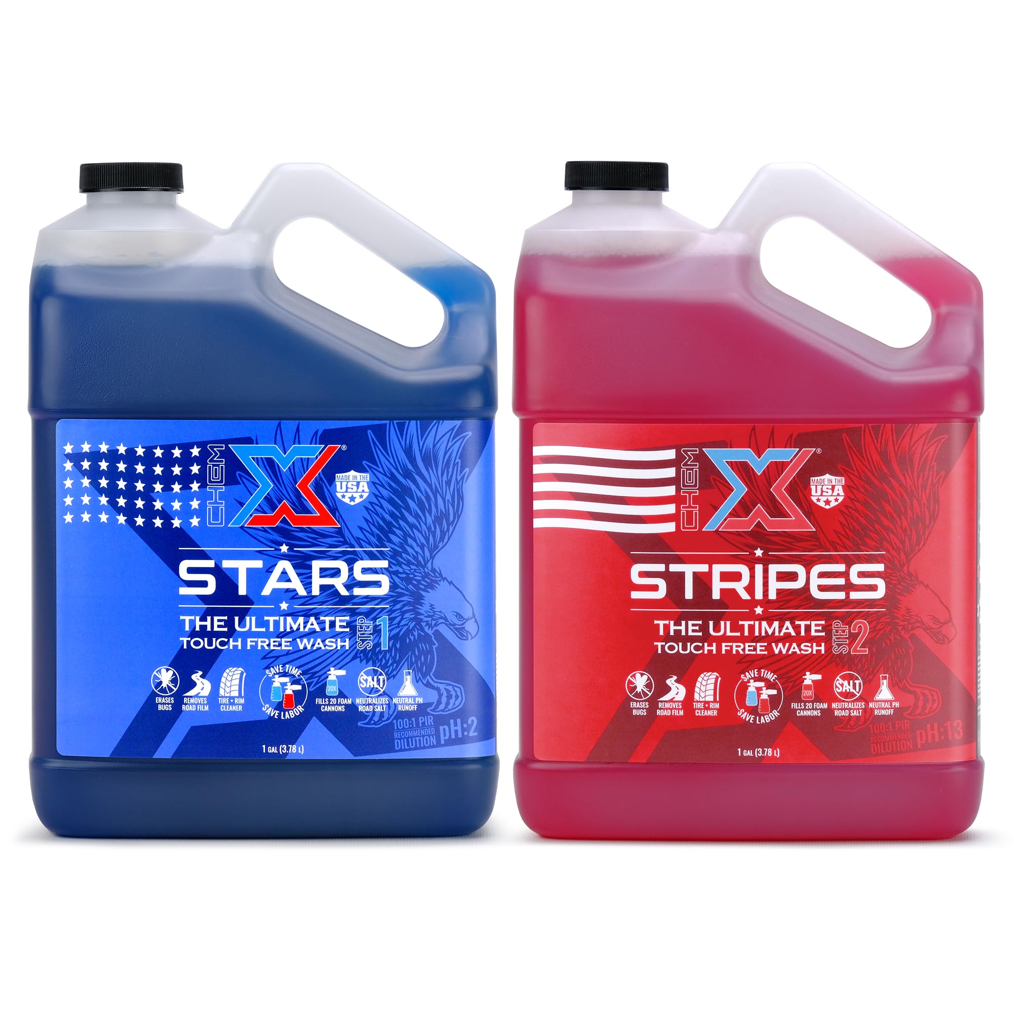 Chem-X Stars and Stripes Ultimate Touch Free Foaming Vehicle Wash (1 Gallon of Each)