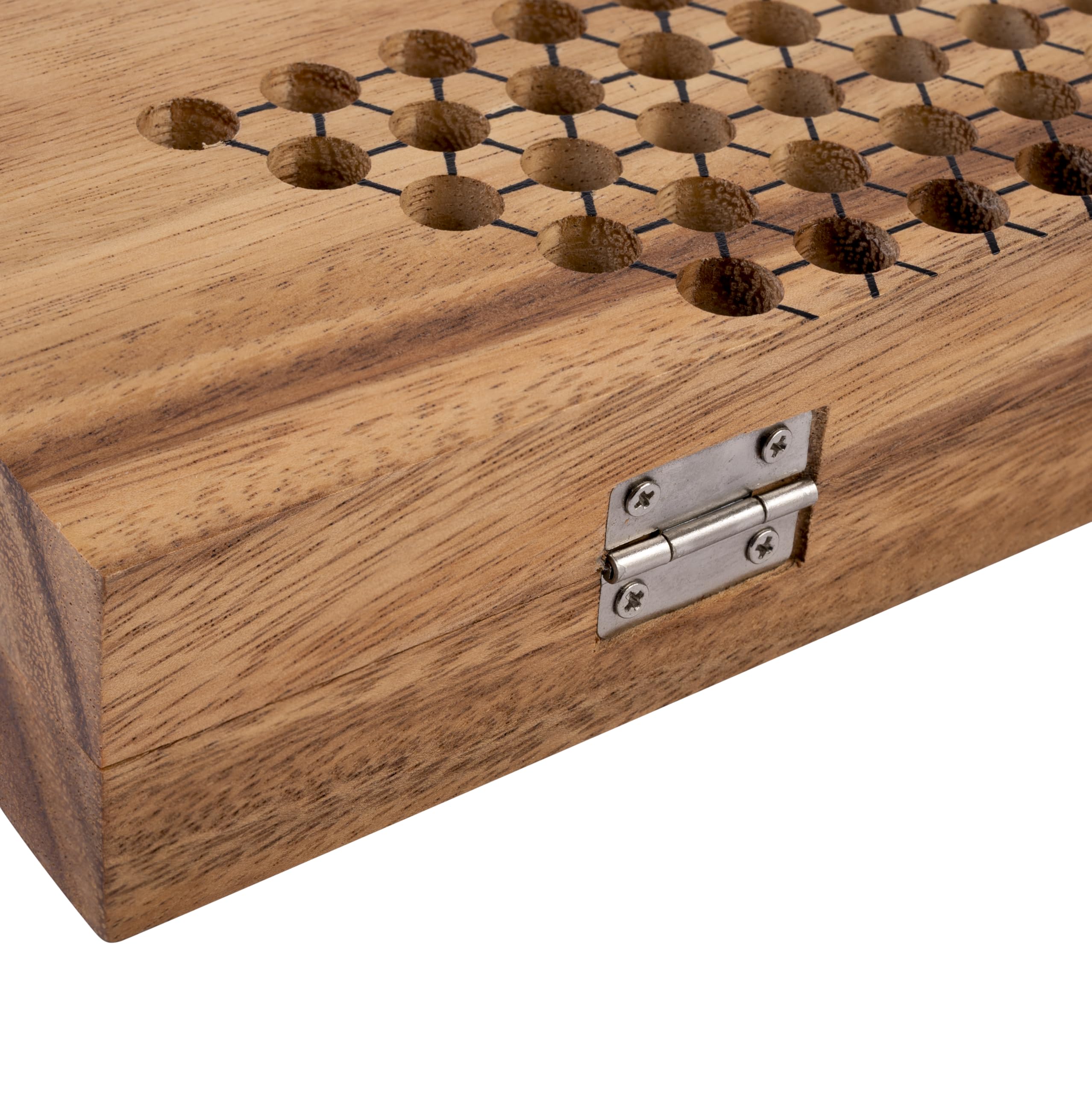 Damas Chinas XL Juego de Madera 32 cm – Tablero Redondo Plegable – Juego de Estrategia 2–6 Jugadores – Desde 7 Años – Reglas Incluidas – Engelhart 350305