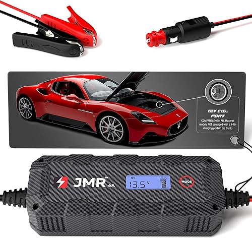 JMR - Cargador de batería para Maserati MC20 GranTurismo Levante Quattroporte Grecale Ghibli cargador de goteo acondicionador (puerto de cigarrillo,