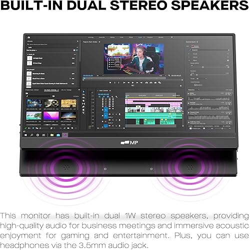 Miniatura 3 de MP Monitor portátil plegable de píxeles móviles, monitor portátil Full HD de 15.6 "1080P, Plug and Play, monitor de viaje USB C y HDMI con funda