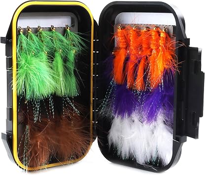 Wooly Bugger Flies Streamer Fly Fishing Flys Assortment Kit with Fly Box for Trout Bass Panfish Salmon Steelhead