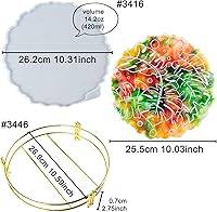 Vista 2 de Geode Agate Tray Resin Mold Silicone for Epoxy, Polymer Clay, Platter, Serving Board, with Metal Frame, Round 10.2inch