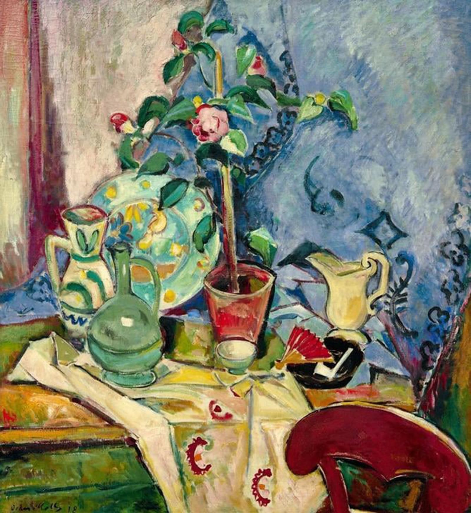 SERENDIPITP Retro Picture Poster Wall Art Pictures Painting Still Life with Camellia by Oskar Moll Wall Art Canvas Print for Wall Decor 60x90cm