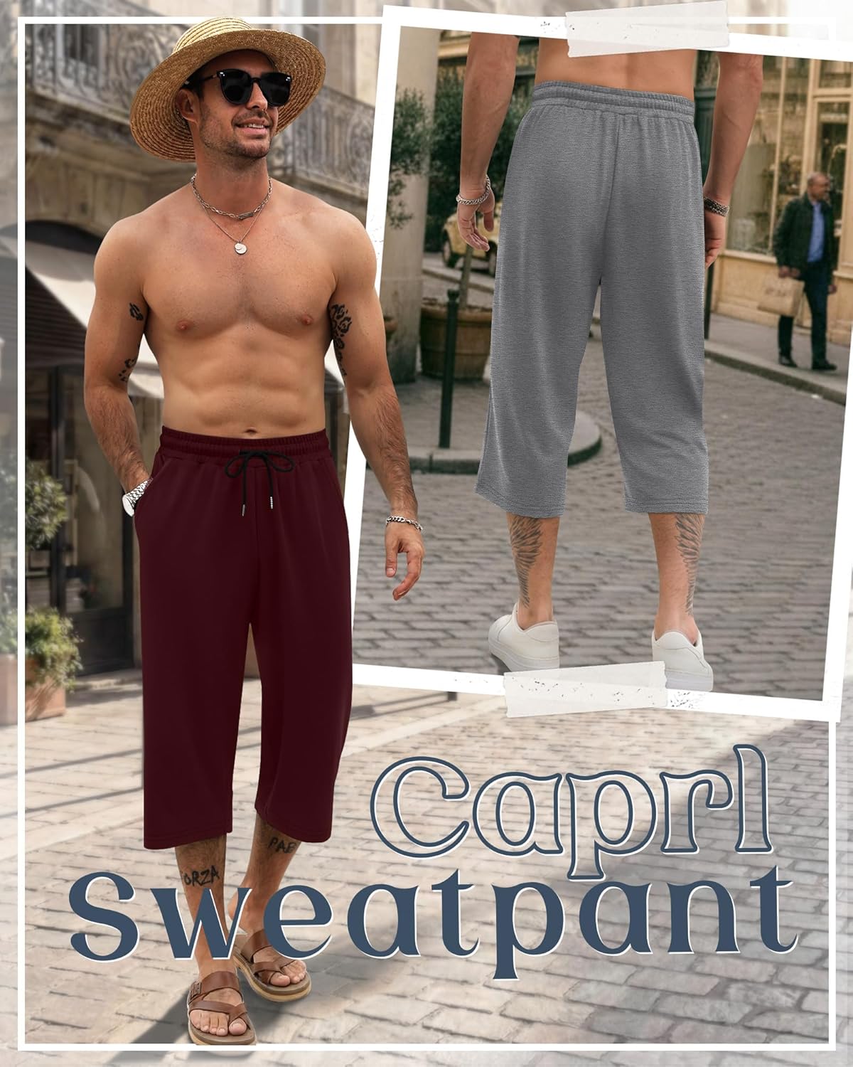 Neer 4 Pack Mens Carpi Shorts Big and Tall Below Knee Casual 3/4 Pants Loose Fit Drawstring Jogger Shorts with Pockets