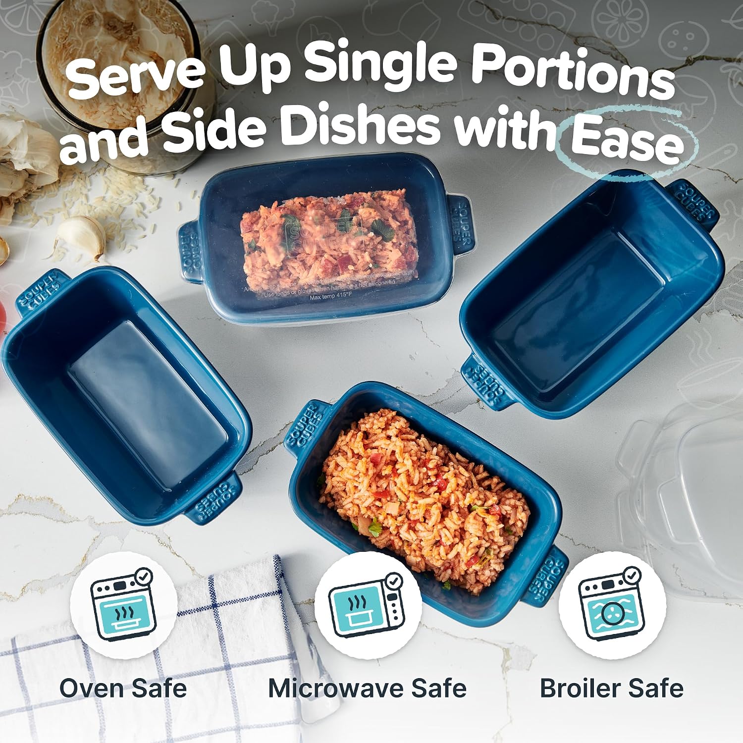 Souper Cubes Ceramic Baking Dishes with Lids, 5x3 - Image 2