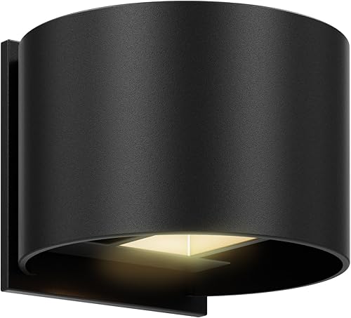 DALS Lighting LEDWALL002D-BK - Aplique de pared LED direccional redondo para interiores y exteriores, 4 pulgadas, color negro