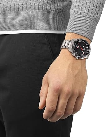 Tissot Unisex T-Touch Connect Solar Antimagnetic Titanium Case Swiss Tactile Quartz Watch with Strap, Grey, 23 (Model: T1214204405100)