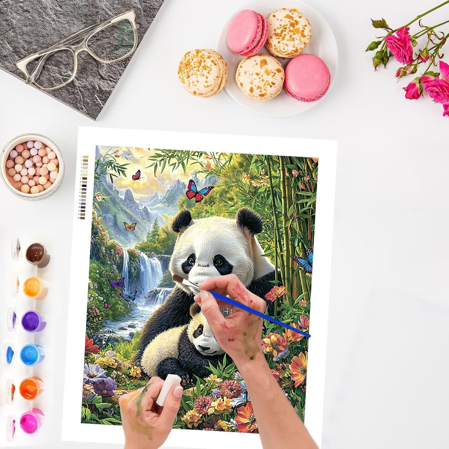 WEISHIWE Panda Krajobraz Numery Zestawy dla dorosłych, 80x100cm m-259 | Pigment akrylowy - początkujący dorośli łatwe na płótnie - nieoprawione - farba do dekoracji ścian w domu