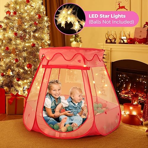 Miniatura 2 de Tienda de campaña desplegable de princesa con luz de estrella, juguetes para niñas de 1, 2, 3 años, regalo de cumpleaños, pozos de bolas para niños