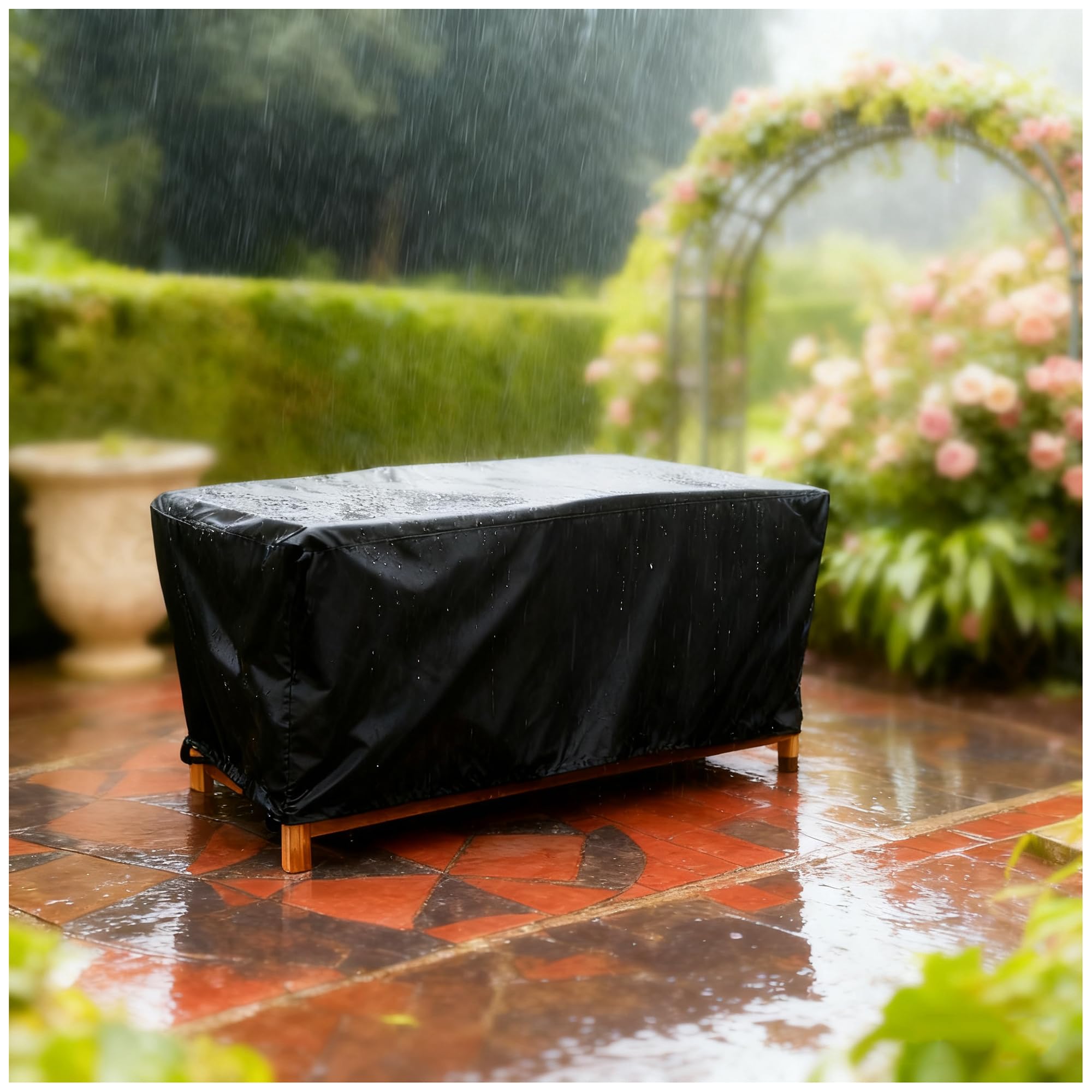 XDPBLM Garden Furniture Covers Waterproof 100x50x50cm/LxWxH Rectangular Heavy Duty 420D Oxford Fabric Patio Table Cover, Windproof Anti-UV Outdoor Rattan Sofa Table and Chair Protect Cover