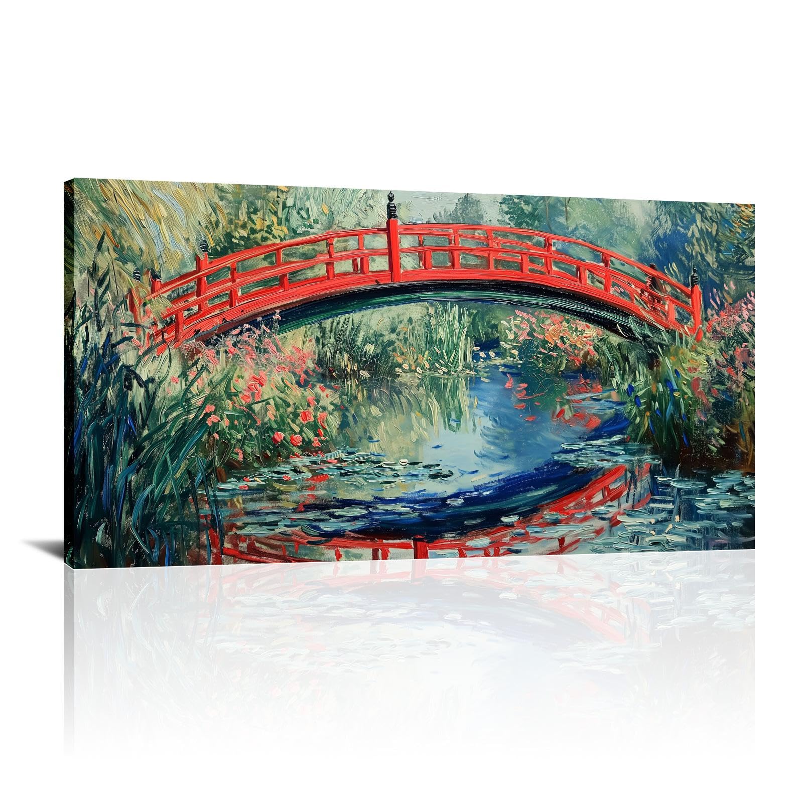 IKDZCM Nowoczesny abstrakcyjny krajobraz sztuka ścienna słynny Monet obraz na płótnie nordycki plakat wydruk obraz do salonu dekoracja domu 60 x 123 cm z ramą rozciągniętą i oprawioną gotowy do