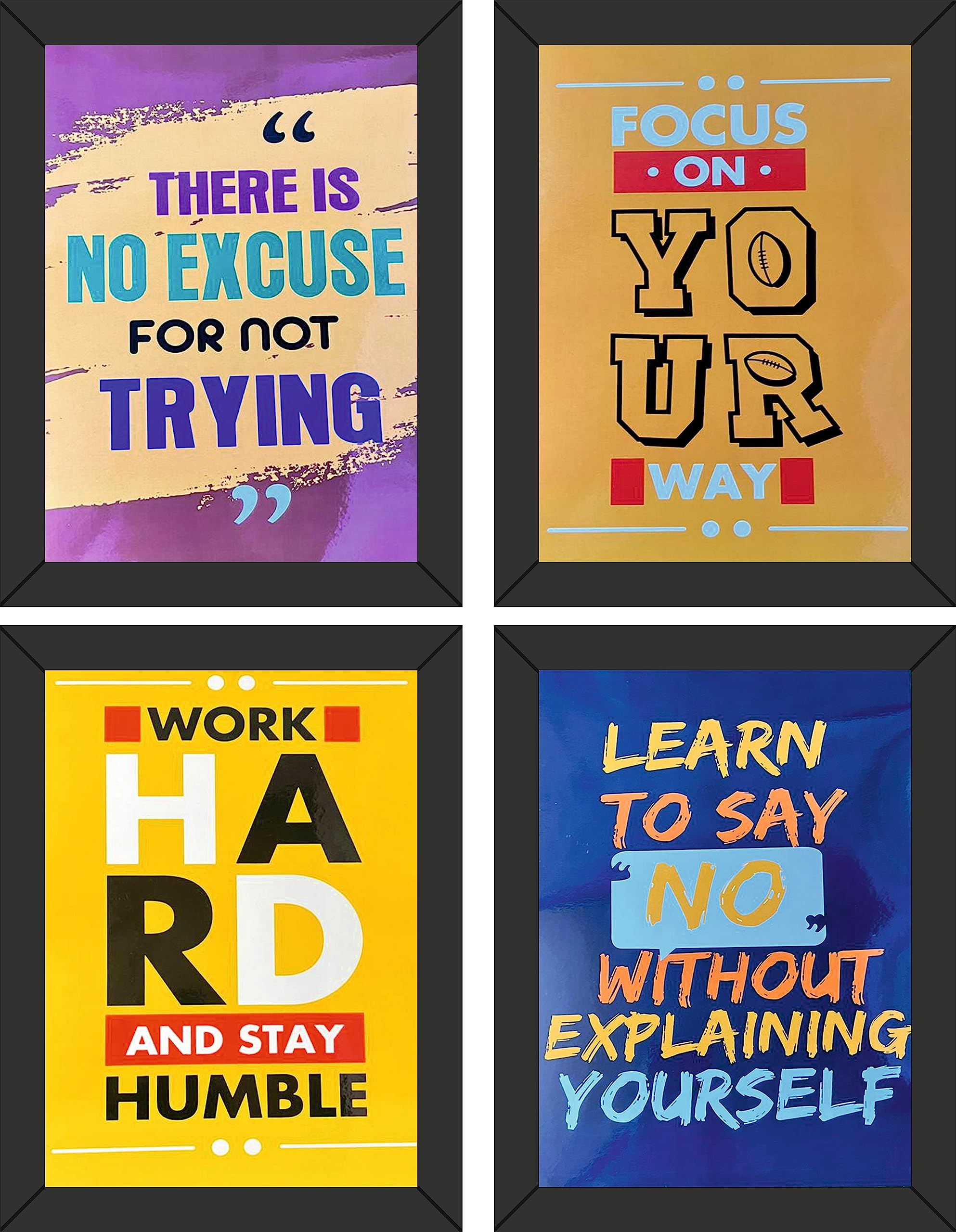 ANSHKIT- Black & White Motivational Quote Framed Poster for Home and Office Wall D�cor - Glossy Front - Portrait, Wall Display (Black, 8x11 Inch Frame with Poster)