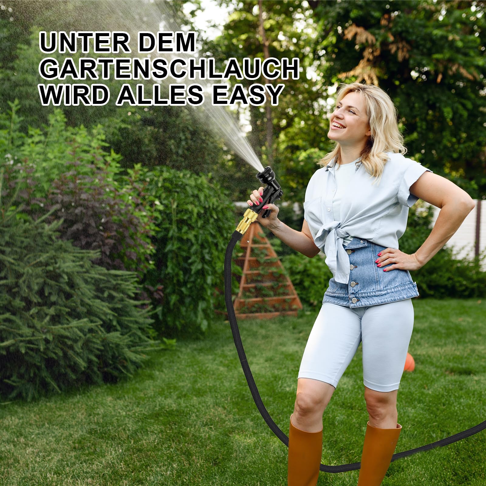 45 m Flexibler Gartenschlauch, Ausziehbarer Wasserschlauch