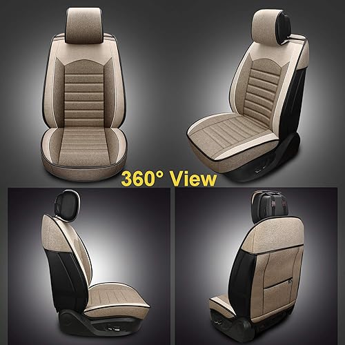 Miniatura 7 de INCH EMPIRE Cloth Car Seat Cover Synthetic Linen Fabric Water Washable Breathable Sweat Proof Cushion Front and Rear Full Set Universal Fit for